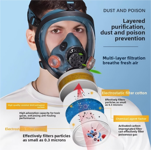CE Approved Full Face Gas <b>Mask</b> Industrial Construction EN136 Silicone 40mm <b>Spray</b> Paint Acid Gasses Chemical Full Face Toxic Gas - Product Image 6