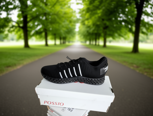 Scarpe da corsa Pozio da uomo, tomaia in rete nera, suola in gomma, misura 18.0, intersuola in EVA, abbigliamento sportivo per esterni - Product Image 2