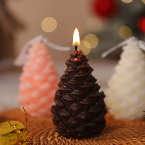 Bougie parfumée en forme de cône de pin de Noël, souvenir créatif, ensemble de décoration pour la maison, accessoires de photographie, cadeau de fêtes - Product Image 4