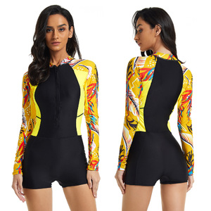 Maillot de bain manches longues pour femmes, étiquette personnalisée, <span class=keywords><strong>1</strong></span> pièce, sport de surf, éruption cutanée, maillot de bain, <span class=keywords><strong>Bikini</strong></span>, Anti-UV, spf50 +, vêtements de plage - Product Image 2