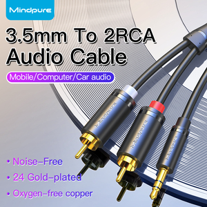 Câble audio HiFi 3,5 mm Jack Or vers 2 <span class=keywords><strong>RCA</strong></span> Stéréo Mono Adaptateur Cordon <span class=keywords><strong>RCA</strong></span> XLR pour Voiture, Lecteur DVD, Ordinateur, Tablette, Amplificateur, Lecteur de Musique - Product Image 2