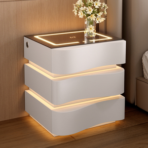 <span class=keywords><strong>Mesita</strong></span> <span class=keywords><strong>de</strong></span> <span class=keywords><strong>Noche</strong></span> Inteligente <span class=keywords><strong>de</strong></span> Lujo Moderna para Habitaciones <span class=keywords><strong>de</strong></span> Hotel, Luces LED Blancas <span class=keywords><strong>y</strong></span> Negras, Panel <span class=keywords><strong>de</strong></span> Altavoz con Bloqueo <span class=keywords><strong>de</strong></span> Huellas Dactilares - Product Image 1