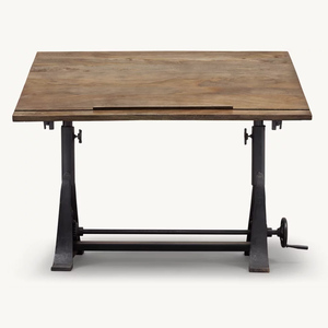 Elegante Escritorio <span class=keywords><strong>de</strong></span> Dibujo Industrial Ajustable <span class=keywords><strong>de</strong></span> Madera con Base <span class=keywords><strong>de</strong></span> Hierro Fundido, Mecanismo <span class=keywords><strong>de</strong></span> Inclinación y Volante para Oficina en Casa, Estudio, OEM Personalizado - Product Image 6
