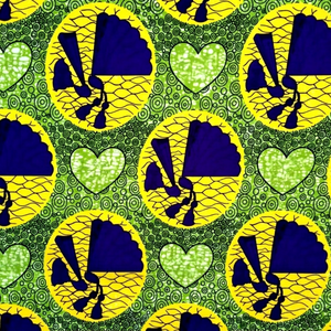 Printed Fabric African Wax Print Green Yellow Blue Heart Pattern 58/60 Inch Woven Cotton Home Textile - Product Image 3