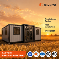 BlocNEST Maison de luxe extensible, bungalow modulaire en acier préfabriqué, villa préfabriquée 2 chambres pour la vie de famille