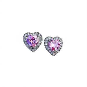 Pendientes de Corazón E394 con Cristales Negros y Engaste de Garras, Aleación de Zinc Plateada, para Uso Diario Romántico de Mujer - Product Image 1