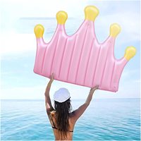 Matelas gonflable avec couronne de couleur, anneau de natation, piscine, adultes, filles, plage, matelas gonflable, flottant, rose, activités aquatiques amusantes