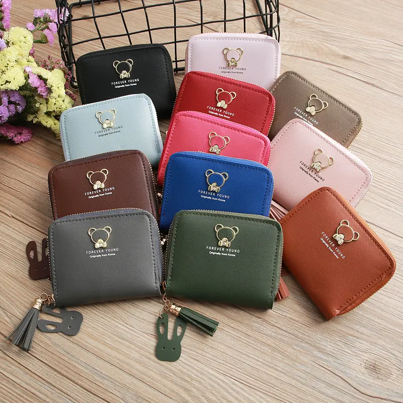 Vente en gros Etui portefeuille multifonction en cuir PU Portefeuille en cuir personnalisé pour dames