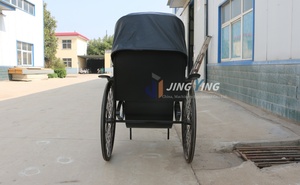 Carrozza di Lusso in Miniatura Trainata da Cavalli, Nera, Stile Antico, Tipo Rickshaw Jinrikisha, Trasporto Speciale, Direttamente dalla Fabbrica - Product Image 4