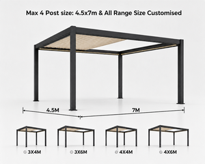 Pergola en aluminium RKOVE RK-E1, revêtement en poudre noire, structure extérieure rectangulaire moderne autoportante pour jardin - Product Image 1
