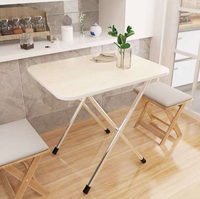Table à manger pliable rectangulaire avec cadre en fer, plateau en bois et pieds en verre, portable pour la maison, pour 4 personnes