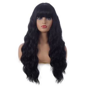 Perruque longue ondulée <span class=keywords><strong>avec</strong></span> <span class=keywords><strong>frange</strong></span>, perruque synthétique, <span class=keywords><strong>cheveux</strong></span> longs bouclés, couleur touffue, ondulation naturelle, <span class=keywords><strong>2022</strong></span> - Product Image 1