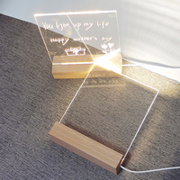 Vente flash : Base de lampe en acrylique effaçable et réinscriptible, tableau d'affichage créatif DIY, veilleuse LED USB