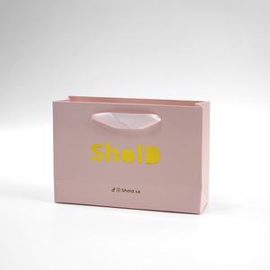Sac en papier personnalisé de luxe avec logo en feuille d'or mat gaufré laminé, grand, moyen, rose, cadeau, sac en papier robuste pour magasin de vêtements, sac de shopping - Product Image 5
