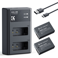 شاحن K&F Concept ثنائي الفتحات من نوع C مناسب لكاميرات كانون EOS RP وSL2، مع مجموعة بطاريات كاميرا قابلة لإعادة الشحن LP-E17 بسعة 1250 مللي أمبير في الساعة (قطعتان)