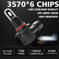 Phare de voiture LED haute puissance U50Plus 9005 9006 H11 Plug and Play Canbus 75W 7500LM 3570 puces 6500K IP68 avec ventilateur silencieux