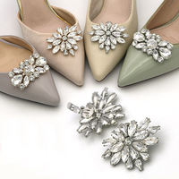 2024 nouveau verre clouté chaussures à talons hauts accessoires chaussures clip alliage strass chaussure fleur breloques amovible bricolage décorations