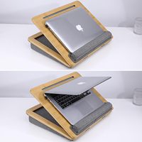 Mesa para Computadora Portátil de Bambú Premium JQ, Soporte Ajustable en Altura con Cojín para Cama, Oficina y Viajes