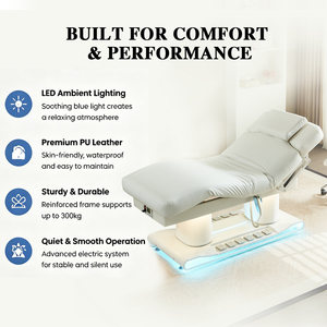 Cama <span class=keywords><strong>de</strong></span> Masaje con Calefacción <span class=keywords><strong>de</strong></span> Alta Calidad para Spa, Silla Médica para Salón <span class=keywords><strong>de</strong></span> <span class=keywords><strong>Belleza</strong></span>, Cama <span class=keywords><strong>de</strong></span> Masaje Eléctrica para Tratamientos Faciales <span class=keywords><strong>y</strong></span> <span class=keywords><strong>de</strong></span> Pestañas, 3 Motores, LED - Product Image 2