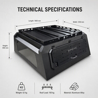 Auvent de camionnette 4x4 en alliage d'aluminium avec plateforme de toit, hardtop étanche et verrouillable