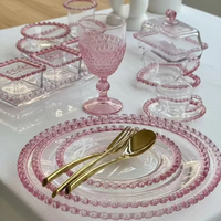 Assiette en verre à perles violettes en plusieurs tailles pour mariage et fête
