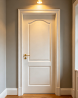 Porte intérieure moderne en pin, style panneau unique, finition Shaker, apprêt blanc, écologique, pour décoration de bâtiment, installation facile