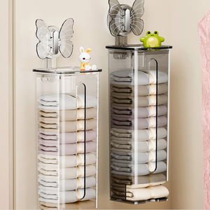 Household Plastic Underwear Stockings Wall-mounted Storage <b>Box</b> Punching Suction Cup Artifact for <b>Wardrobe</b> Clothing Organization - Product Image 1