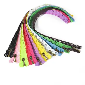 Cross-border direct selling craft colorful lace zipper tailor sewing accessories clothes invisible zipper resin nylon zip