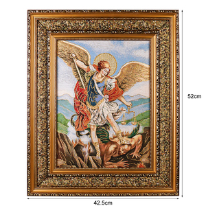 Decoración de Pared de San Miguel Arcángel, 43*53cm, Lienzo Religioso Dorado, Cuadros Artísticos con Marco, Decoración Católica para el Hogar - Product Image 6