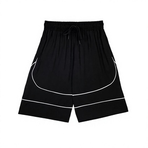 Pantalones Cortos Deportivos Negros Sólidos para Hombre, de Secado Rápido, con Cordón en la Cintura y Detalles en Blanco, Ropa Casual para Hombre, Modelo 2026 - Product Image 1