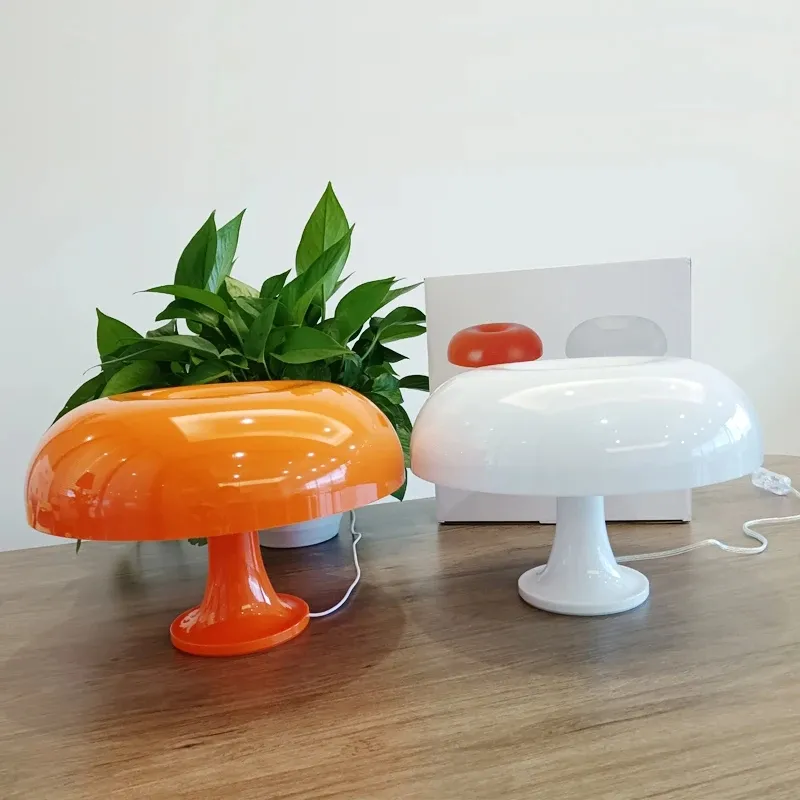Lampu meja jamur Led desainer Italia, lampu dekorasi jamur suasana meja oranye
