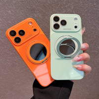 Coque de téléphone magnétique en PC avec support rotatif à 360 degrés et miroir de maquillage de luxe pour iPhone 17 16 15 14 13 Pro Max