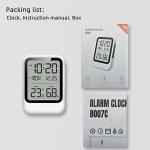 Kỹ thuật số Đồng hồ báo thức Nhiệt kế ẩm kế Bảng điện tử snooze đèn nền nhiệt độ độ ẩm Xem với thời gian đồng hồ báo thức - Product Image 6