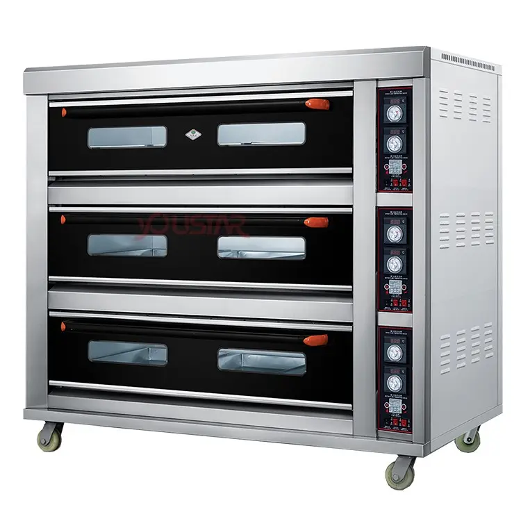 Commerciële Keuken Gebruik Bakkerij Apparatuur Elektrische 3 Dek 9 Trays Brood Cake Pizza Bakmachine Dek Oven