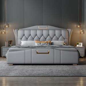 Popolare <span class=keywords><strong>Letto</strong></span> King-size di Lusso con Moderno Telaio in Pelle, Set di Mobili per Camera da <span class=keywords><strong>Letto</strong></span> per <span class=keywords><strong>Letto</strong></span> <span class=keywords><strong>Matrimoniale</strong></span> King-size - Product Image 1