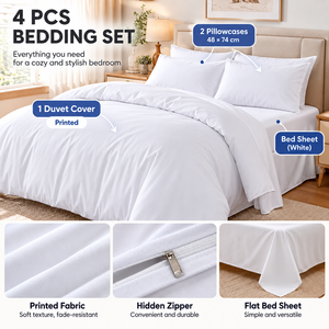 Set di Lenzuola Moderne con Stampa <span class=keywords><strong>a</strong></span> Quadri, Set Biancheria da Letto in Poliestere 4 Pezzi - Product Image 5