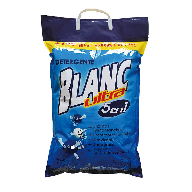 Commercio all'ingrosso 25kg di imballaggio alla rinfusa bianco blu colore detersivo per bucato in polvere