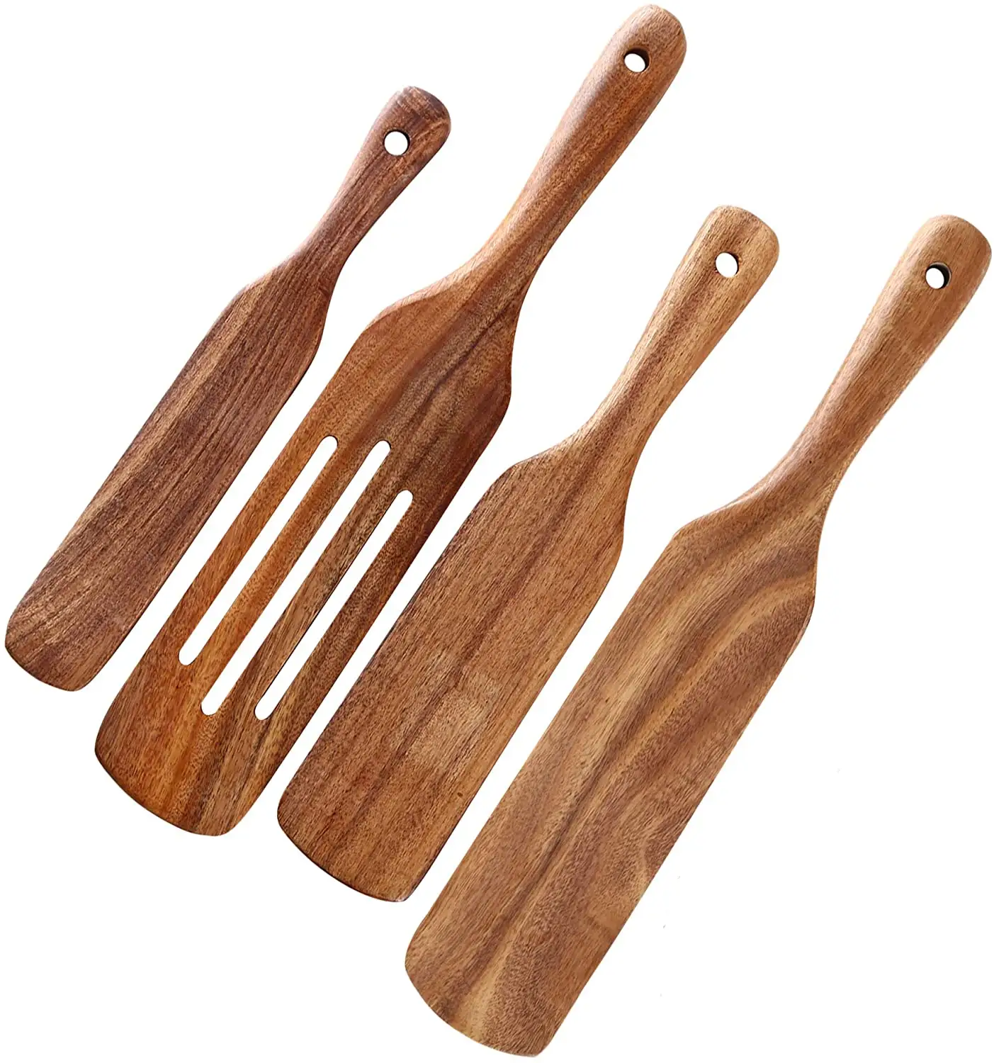 हस्तनिर्मित लकड़ी के Spurtles सेट 4 बबूल की लकड़ी रसोई के बर्तन के लिए रंग गैर छड़ी Cookware