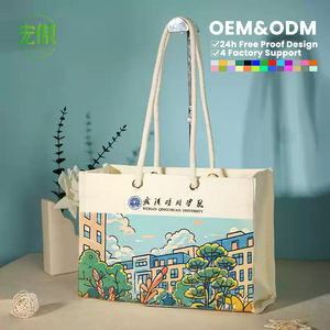 Hong'ao Durable réutilisable <span class=keywords><strong>toile</strong></span> coton sac fourre-tout personnalisé imprimé Logo ruban poignée personnalisé usage quotidien promotionnel cadeau sac - Product Image 4