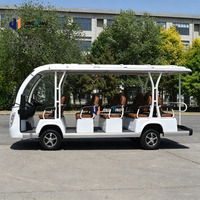 Vente flash : Bus électrique touristique 14 places avec sièges en cuir marron pour les excursions en station balnéaire et les parcs d'attractions