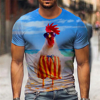 Fitspi Unisex Animal Rooster 3D-Druck Lustiges T-Shirt Lässiges, kurz ärmel iges, übergroßes, atmungsaktives Herren hemd für Herren 6xl T-Shirt