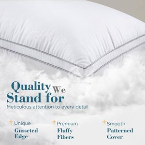 Almohada Moderna de Plumas de Ganso Natural con Soporte para el Cuello, Diseño Sólido, Funda 100% Algodón - Almohada de Viaje Personalizable para Dormir en Hoteles - Product Image 2