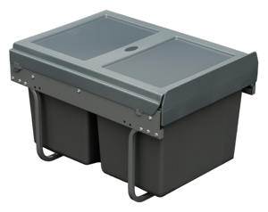 Poubelle sous évier auto-fermante 2x15L 400mm, cuisine, extractible, <span class=keywords><strong>2</strong></span> seaux, poubelle cachée - Product Image 4