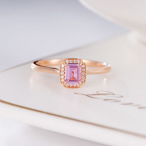 แหวนแต่งงานเพชรแซฟไฟร์สีชมพูธรรมชาติคลาสสิกสัญญาแฟชั่น18K ของขวัญวาเลนไทน์ทองตลอดไปรักแหวนผู้หญิง - Product Image 2