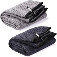 Accessoires de golf de qualité supérieure Serviette de golf Logo personnalisé Serviettes de golf en microfibre à motif gaufré avec œillets et crochet