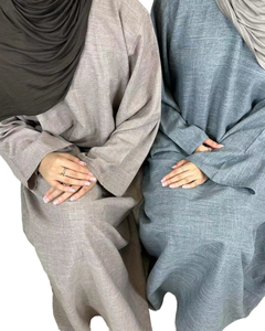 Willson 2025 Dubai Luxury Linen Long Sleeve Closed Abaya Dress <b>Women</b> Plain Modest Style Casual Robe Hijab Ramadan Islamic <b>Kaftan</b> - Product Image 1