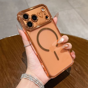 New Transparent Heart Magnetic Electroplated <b>Large</b> Window Phone Case for iPhone 17 Air 16 15 14 13 Pro Max Plus - Product Image 5