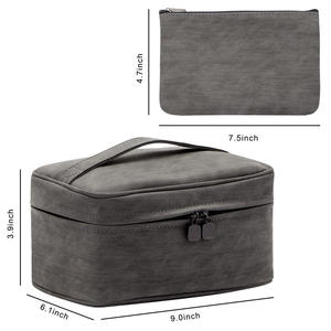 Sacs cosmétiques de voyage personnalisés en cuir PU pour usine OEM – Trousse de maquillage portable, pochette de toilette, sac de rangement pour produits de beauté et de soin - Product Image 2
