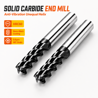 Fraise à queue en carbure AK à 4 cannelures à hélice inégale pour acier inoxydable, revêtement nano noir, fraise dynamique pour routeur CNC