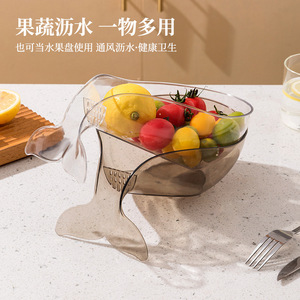 Clear Plastic Drain Basket For Kitchen Sink Fruit Vegetable Washing Storage Colander Strainer Pet Material Hand Wash Only - Product Image 3